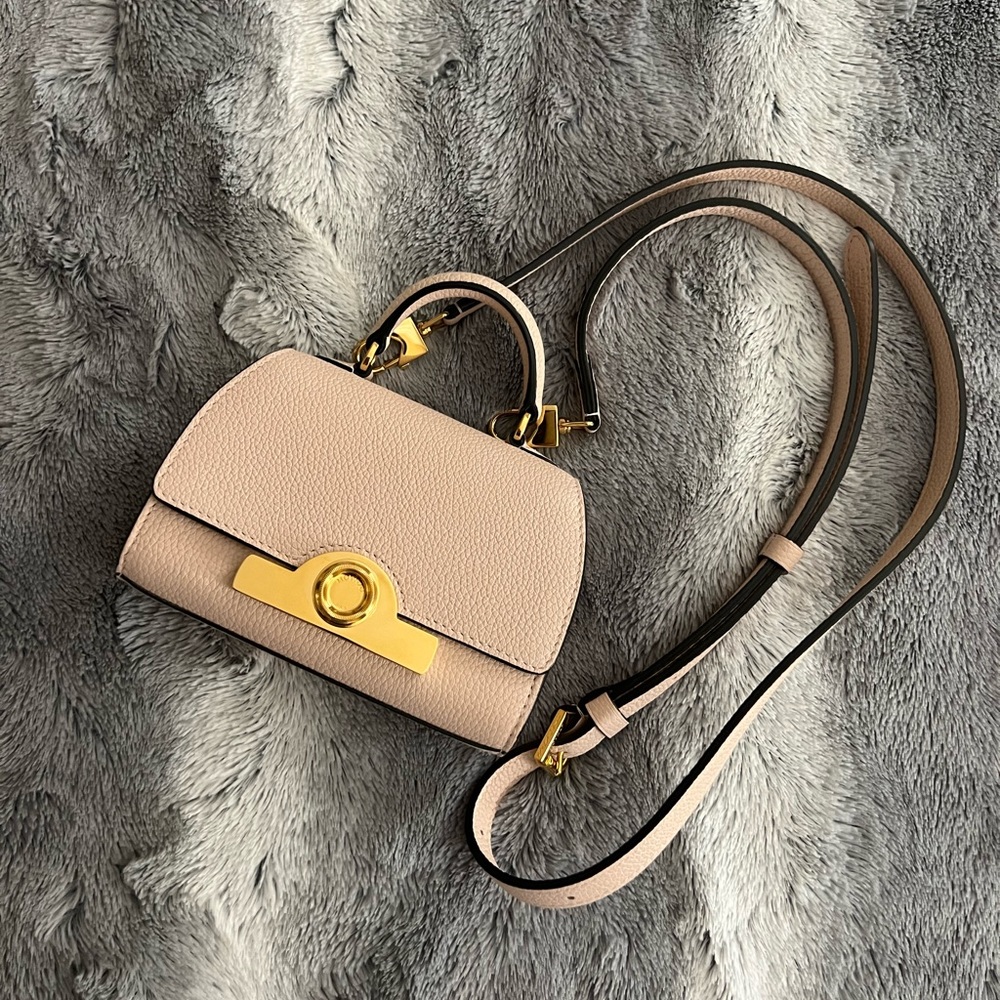 AUTHENTIC Moynat Rejane Nano in Blush with Gold Hardware